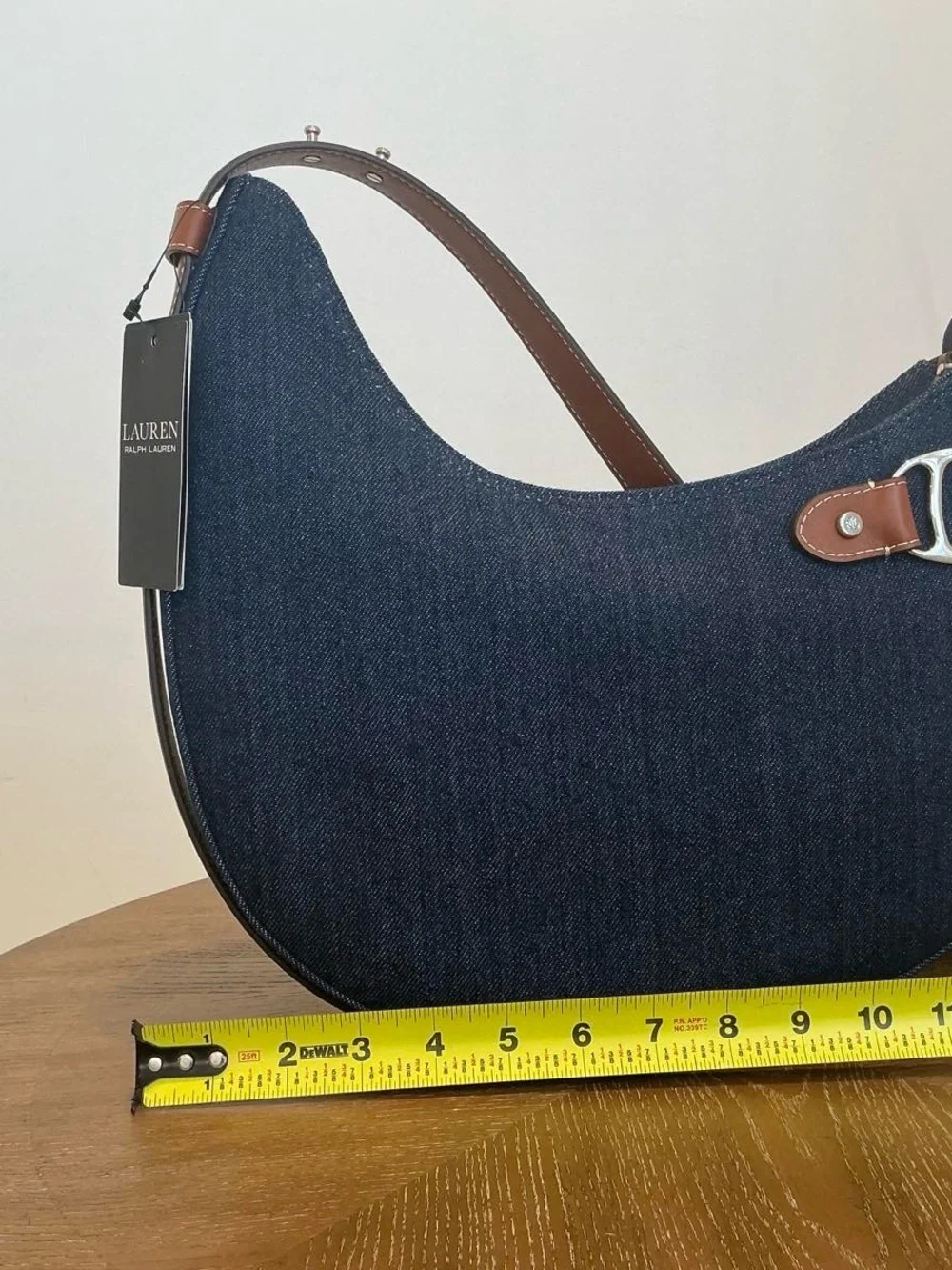 Lauren Ralph Lauren Tasha Small Shoulder Bag Canvas rinse wash denim/auren tan - Picture 8 of 10